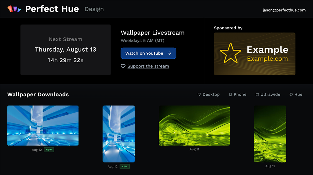 Example sponsor banner on the Perfect Hue wallpaper downloads page